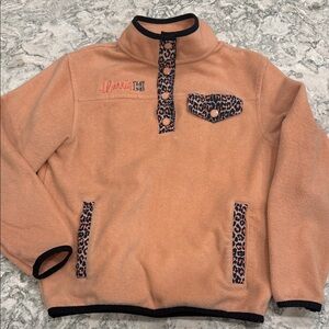 Orange Cruel Girl Harris Logo Fleece Sweatshirt with Leopard Accents